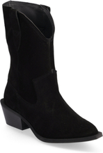 Biamona Western Boot Mid Suede Shoes Boots Ankle Boots Ankle Boots With Heel Black Bianco