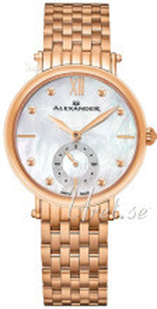 Alexander A201B-03 Monarch Sølvfarget/Rose-gulltonet stål Ø34 mm