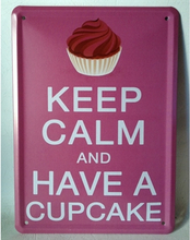 Emaljeskilt Keep calm and have a cupcake