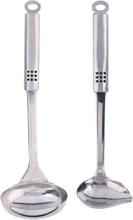 2-Delige keukengerei set sauslepel/juslepel en soeplepel 29 en 31 cm van RVS