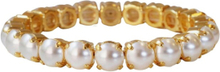 Hvit Caroline Svedbom Gia Stretch Bracelet Gold Pearl Armbånd
