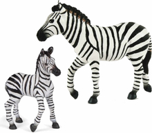 Plastic speelgoed dieren figuren setje zebra familie van moeder en kind