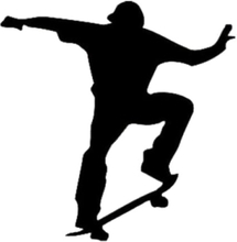 Flot skater wallsticker. Sort/hvid wallsticker med skateboarding