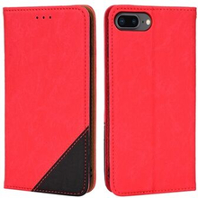 For iPhone 6 Plus/7 Plus/8 Plus Color Splicing Design Auto-absorbing PU Leather Mobile Phone Stand
