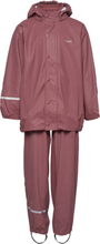 Basic Rainwear Set -Solid Pu Outerwear Rainwear Rainwear Sets Brun CeLaVi*Betinget Tilbud