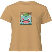 Pokémon Pokédex Bulbasaur #0001 Women's Cropped T-Shirt - Tan - L