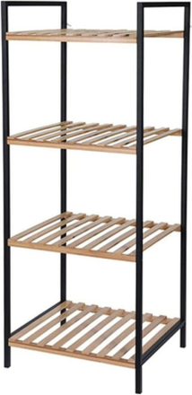 Bathroom Solutions Förvaringshylla med 4 hyllor bambu och stål
