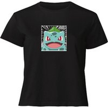 Pokémon Pokédex Bulbasaur #0001 Women's Cropped T-Shirt - Black - L