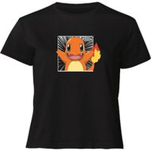 Pokémon Pokédex Charmander #0004 Women's Cropped T-Shirt - Black - L