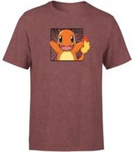 Pokémon Pokédex Charmander #0004 Men's T-Shirt - Burgundy Acid Wash - L