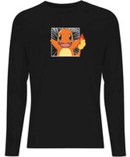 Pokémon Pokédex Charmander #0004 Men's Long Sleeve T-Shirt - Black - L