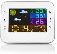 Nedis Väderstation | Inomhus & utomhus | Inklusive trådlös vädersensor | Väderprognos | Tidsdisplay | Färg LCD Display | Alarmklockfunktion