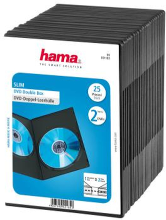 HAMA DVD-box Slim Dubbel Svart 25-pack
