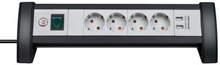 Brennenstuhl Premium-Office-Line uttagslist 4-vägs med strömbrytare (uttagslist för skrivbordet med 1,8 m kabel och 2x USB, max. 3100 mA, tillverkad i Tyskland)