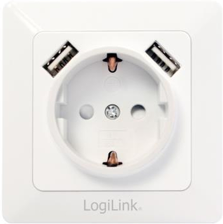 LogiLink: Vägguttag 230V med 2xUSB 2,1A