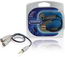 Bandridge Stereo Ljudkabel 3.5 mm Hane - 2x 3.5 mm Hona 0.20 m Blå