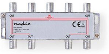 Nedis CATV Splitter | 5 - 1000 MHz | inkopplingsförlust: 11.0 dB | Antal utgångar: 8 | 75 Ohm | Zinc