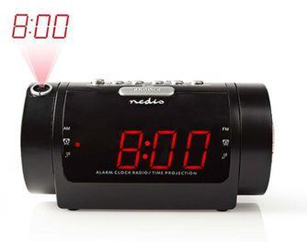 Nedis Digital klockradio | LED Display | Tidsprojektion | AM / FM | Snooze-funktion | Sov timer | Antal alarm: 2 | Svart