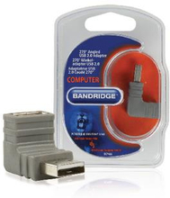 Bandridge USB 2.0 Adapter Vinklat 270° USB A hane - USB A hona Grå