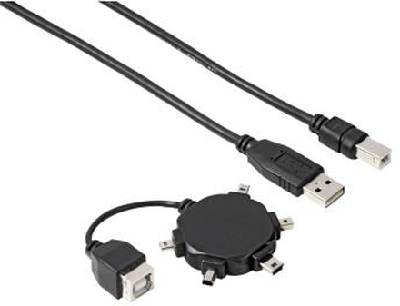 HAMA Kabel USB A-B Inkl 5x Adapter Svart 0.5m