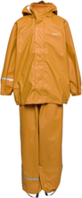 Basic Rainwear Set -Solid Pu Outerwear Rainwear Rainwear Sets Oransje CeLaVi*Betinget Tilbud