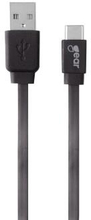 GEAR Laddare 12-24V 2xUSB 2,4A Svart USB-C 2.0 Kabel platt 1m gen2