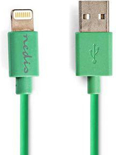 Nedis Lightning Kabel | USB 2.0 | Apple Lightning, 8-stifts | USB-A Hane | 480 Mbps | Nickelplaterad | 1.00 m | Rund | PVC | Grön | Plastpåse