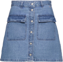 Tjw Badge Denim Mini Skirt Kort Kjol Blue Tommy Jeans