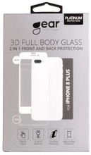 GEAR Härdat Glas 3D 2in1 Front & Back iPhone 8 Plus Edge to Edge Vit med Klar baksida