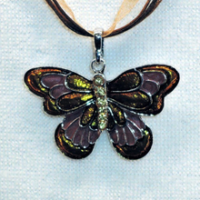 Halssmycke - Brun/gul fjäril - Variant 2 med 42cm halsband