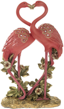 Två Exotiska Hjärta Flamingos - 32 cm Figur