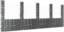 vidaXL U-formad gabionkorg med 5 stolpar järn 500x20x200 cm
