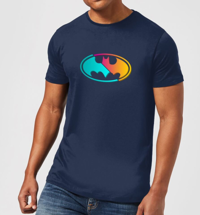 Justice League Neon Batman Men's T-Shirt - Navy - XL