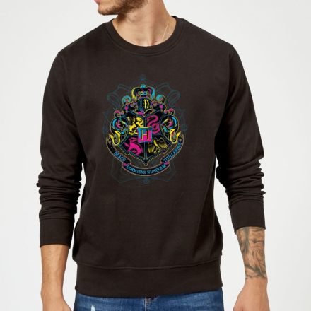 Harry Potter Hogwarts Neon Crest Sweatshirt - Black - M