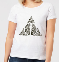 Harry Potter Deathly Hallows Text Women's T-Shirt - White - S
