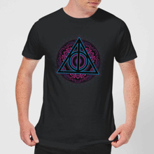Harry Potter Deathly Hallows Neon Men's T-Shirt - Black - S