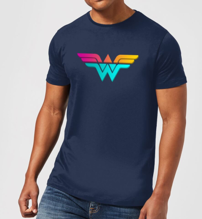 Justice League Neon Wonder Woman Men's T-Shirt - Navy - S