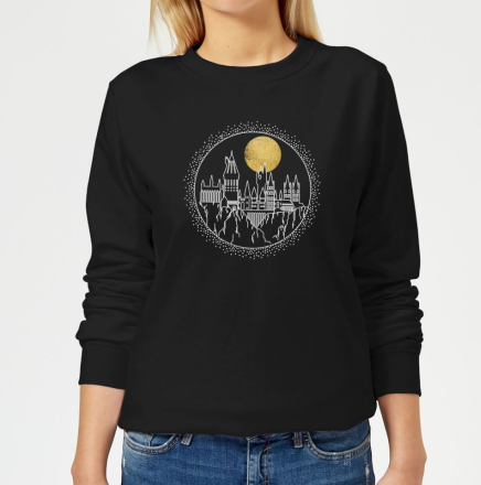 Harry Potter Hogwarts Castle Moon Women's Sweatshirt - Black - S