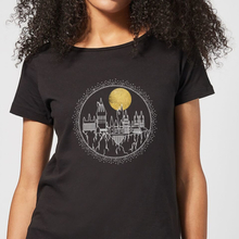 Harry Potter Hogwarts Castle Moon Women's T-Shirt - Black - S