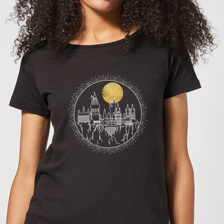 Harry Potter Hogwarts Castle Moon Women's T-Shirt - Black - XXL
