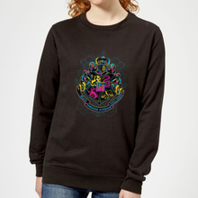 Harry Potter Hogwarts Neon Crest Women's Sweatshirt - Black - XXL