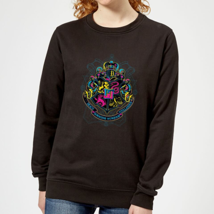 Harry Potter Hogwarts Neon Crest Women's Sweatshirt - Black - M