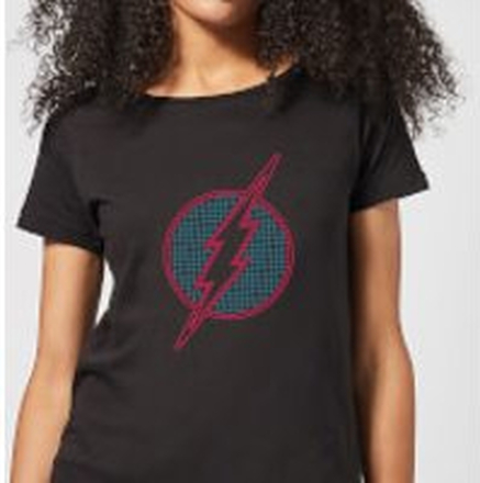 Justice League Flash Retro Grid Logo Women's T-Shirt - Black - XXL - Black