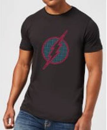 Justice League Flash Retro Grid Logo Men's T-Shirt - Black - M