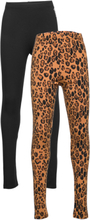 Basic Leopard Leggings 2-Pack Leggings Multi/mønstret Mini Rodini*Betinget Tilbud