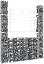 vidaXL U-formad Gabionkorg med 2 stolpar järn 140x20x200 cm