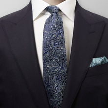 Eton Blå och gön paisleymönstrad slips
