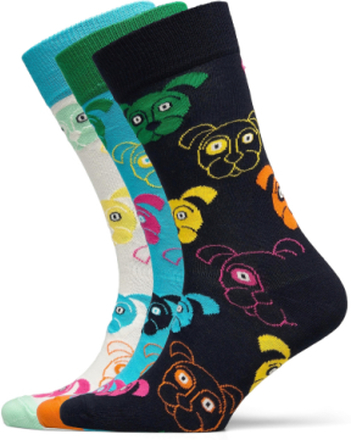 3-Pack Mixed Dog Socks Gift Set Lingerie Socks Regular Socks Multi/mønstret Happy Socks*Betinget Tilbud