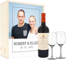 Set regalo con bicchiere di vino - Salentein Malbec - Coperchio stampato