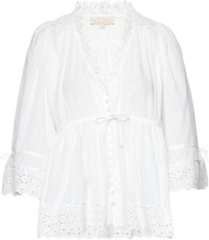 "Cotton Slub Puffed Blouse Tops Blouses Long-sleeved White By Ti Mo"